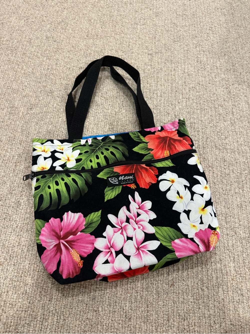 Nani island made in Hawaii hibiscus floral reversible small tote bag